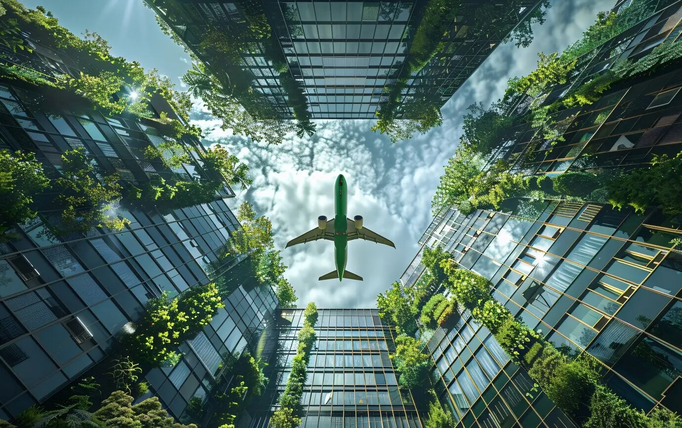 Green aircraft in an eco-friendly environment