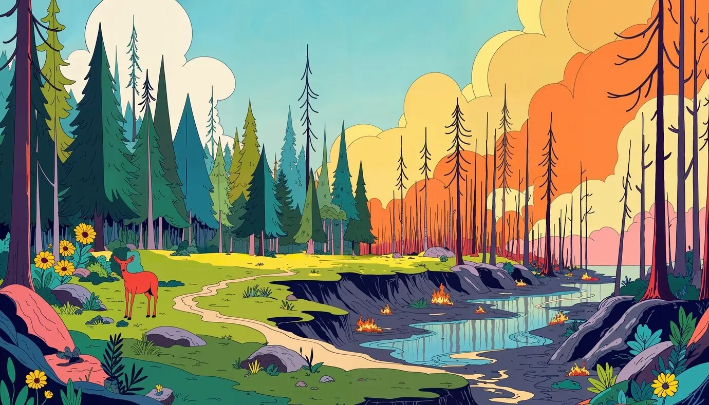 An illustration depicting global warming.